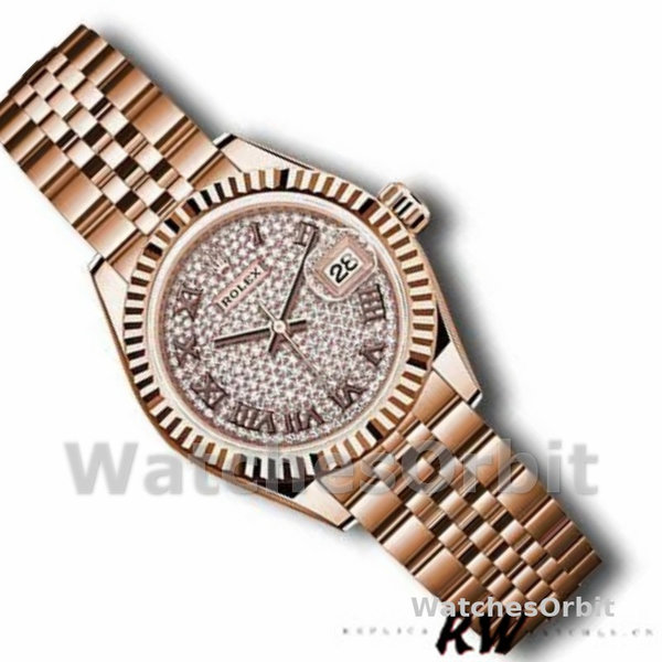 Womens Rolex Datejust 279175-28mm, Rose Gold, Diamond Pave Dial, Lady Diamond Pave Replica Watch Image