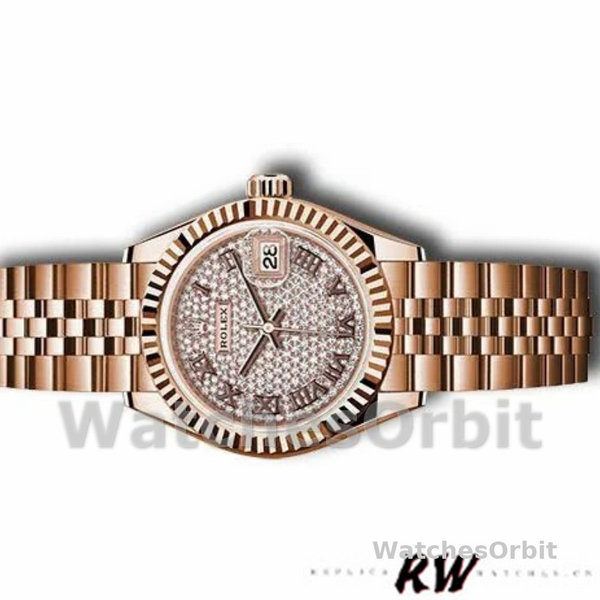 Womens Rolex Datejust 279175-28mm, Rose Gold, Diamond Pave Dial, Lady Diamond Pave Replica Watch Image