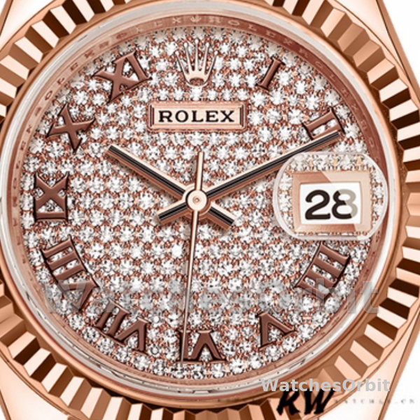 Women's Rolex Datejust-279175, 28mm, Diamond Pave Dial, Fluted Bezel, Lady Diamond Paved