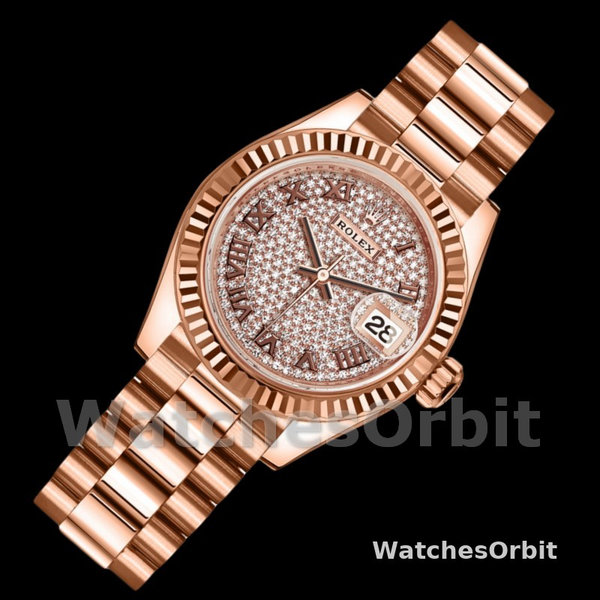 Womens Rolex Datejust-279175, 28mm, Diamond Pave Dial, Fluted Bezel, Lady Diamond Paved Replica Watch Image