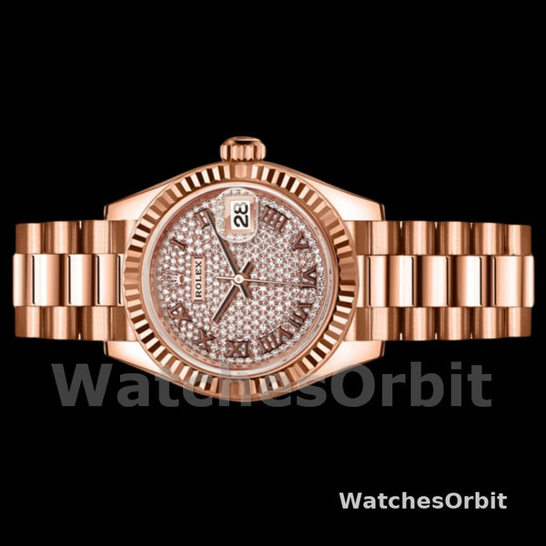 Womens Rolex Datejust-279175, 28mm, Diamond Pave Dial, Fluted Bezel, Lady Diamond Paved Replica Watch Image