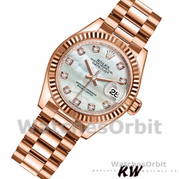 Women's Rolex Datejust-279175, 28mm, Mother‑of‑Pearl Diamonds Dial, Fluted Bezel, Lady MOP