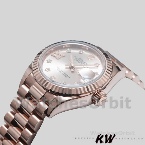 Replica Dames Rolex Datejust-279175, 28mm, Sundust, Diamonds Dial, Fluted Bezel, Lady Sundust