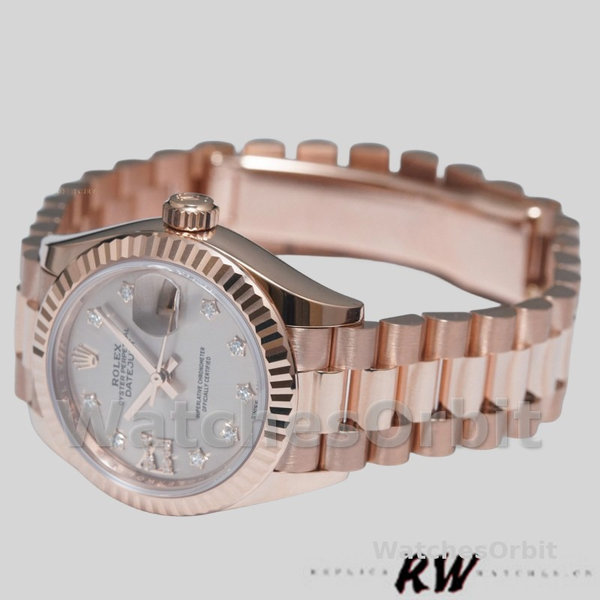 Replica Dames Rolex Datejust-279175, 28mm, Sundust, Diamonds Dial, Fluted Bezel, Lady Sundust