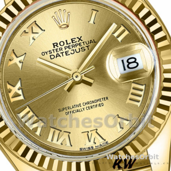 Replica Dames Rolex Datejust-279178, 28mm, Geelgoud, Champagne Romeinse wijzerplaat, Lady Champagne