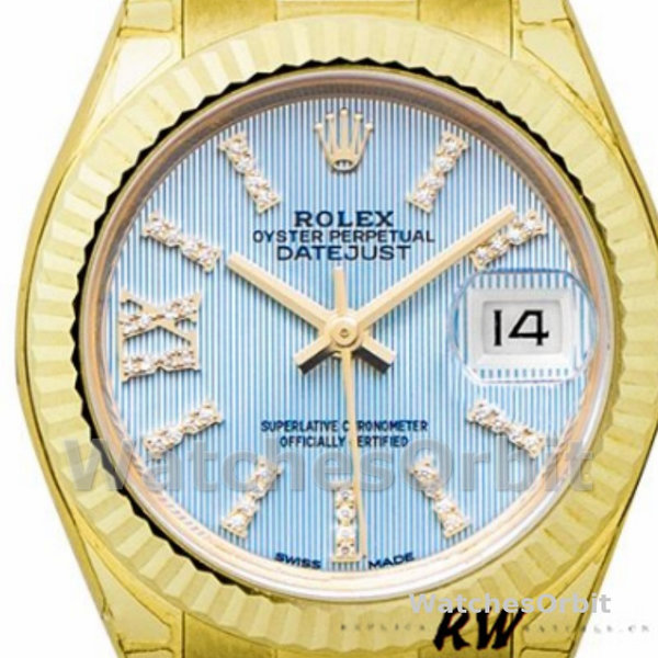 Replica Dames Rolex Datejust 279178-28mm, Cornflower Blue Dial, Fluted Bezel, Lady Cornflower Blue