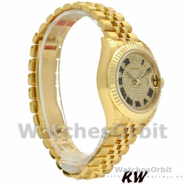 Women's Rolex Datejust-279178, 28mm, Yellow Gold, Diamond Pave Dial, Lady Diamond Pave