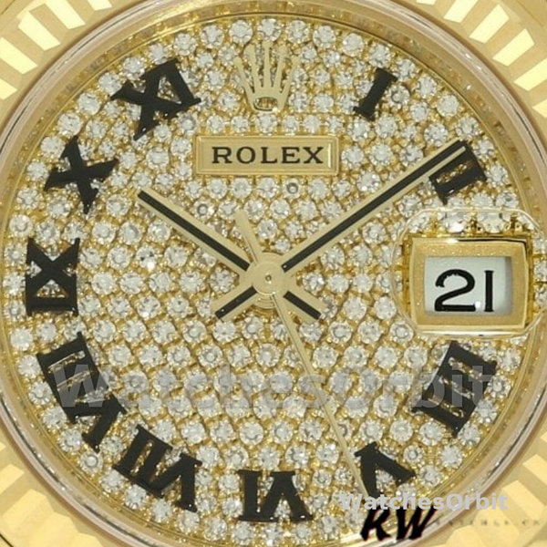 Womens Rolex Datejust-279178, 28mm, Yellow Gold, Diamond Pave Dial, Lady Diamond Pave Replica Watch Image
