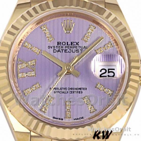 Replica Rolex Datejust-279178 da donna, 28 mm, quadrante viola lilla, lunetta scanalata, Lady viola lilla