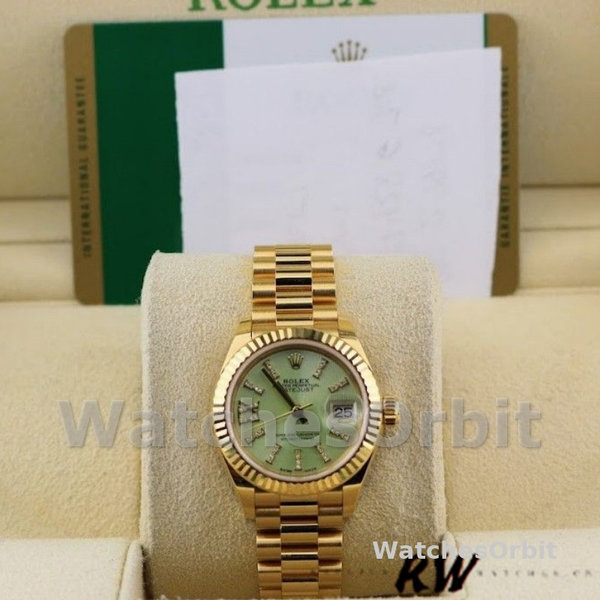 Women's Rolex Datejust-279178, 28mm, Linden Green Dial, Fluted Bezel, Lady Linden Green