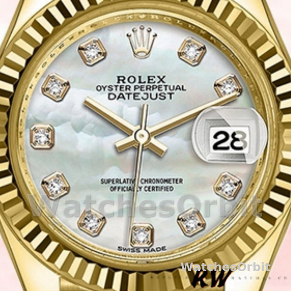 Women's Rolex Datejust-279178, 28mm, Yellow Gold, MOP Diamond Dial, Lady MOP