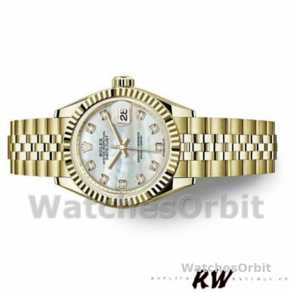 Womens Rolex Datejust-279178, 28mm, Yellow Gold, MOP Diamond Dial, Lady MOP Replica Watch Image