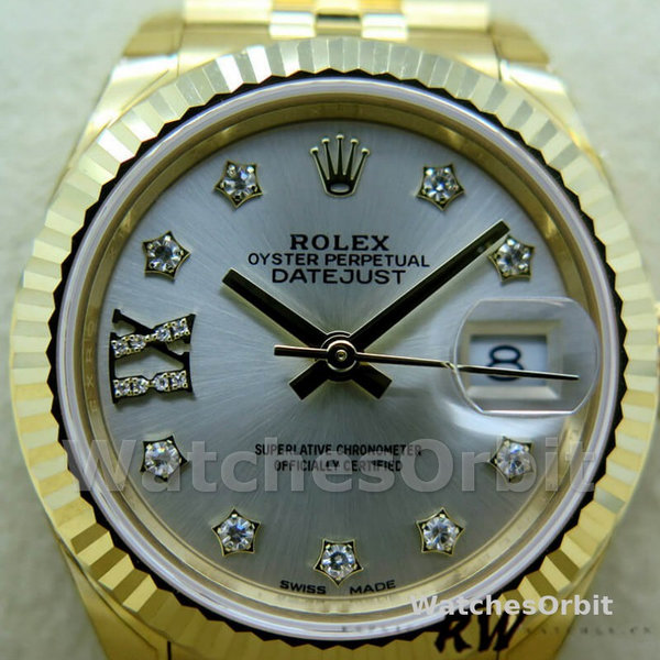 Replica Dames Rolex Datejust-279178, 28mm, Zilveren wijzerplaat, Diamant, Geelgoud, Lady Silver