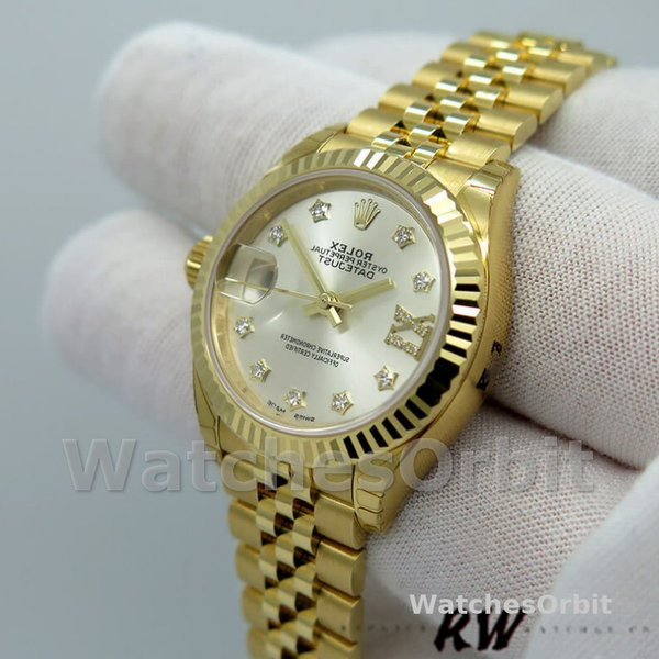 Womens Rolex Datejust-279178, 28mm, Silver Diamond Dial, Fluted Bezel, Lady Silver Replica Watch Image