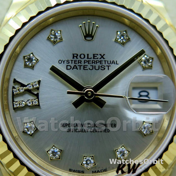 Womens Rolex Datejust-279178, 28mm, Silver Diamond Dial, Fluted Bezel, Lady Silver Replica Watch Image