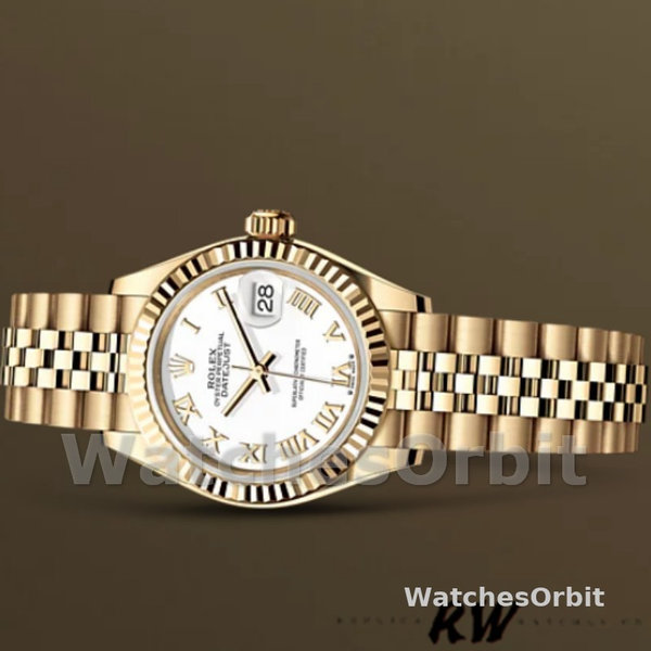 Replica Dames Rolex Datejust-279178, 28mm, Geelgoud, Romeinse wijzerplaat, Lady White