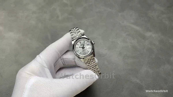 Replica Rolex Datejust 28 Automatik Silber Zifferblatt Weißgold und Stahl M279174 0005 Damenuhr