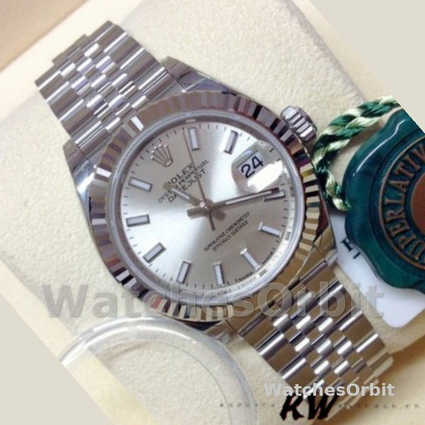 Rolex Datejust 28 Automatic Silver Dial White Gold and Steel M279174 0005 Women's Watch