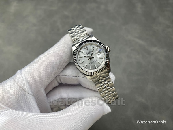 Rolex Datejust 28 Automatic Silver Dial White Gold and Steel M279174 0005 Women's Watch