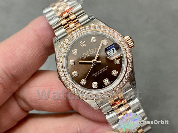 Replica Dames Rolex Datejust 28mm Chocolade Diamond Dial m279135rbr 0018 Dames Chocolade Dial
