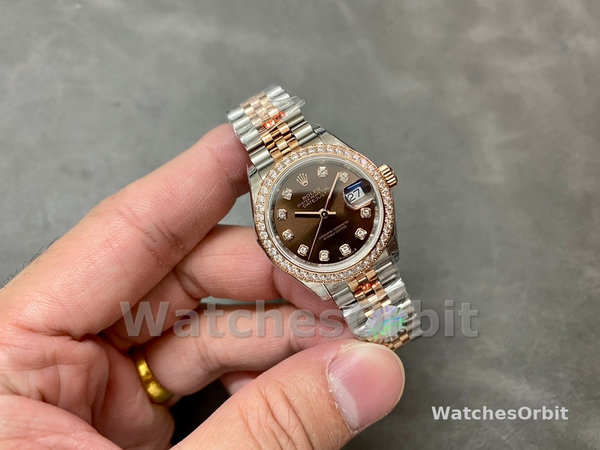 Replica Dames Rolex Datejust 28mm Chocolade Diamond Dial m279135rbr 0018 Dames Chocolade Dial