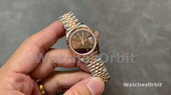 Replica Rolex Datejust 28 Chocolate Index Stahl & Roségold m279171 0009 Damenuhr