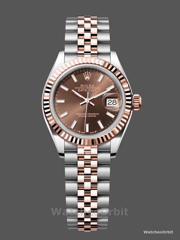 Rolex Datejust 28 Chocolate Index Steel & Rose Gold m279171 0017