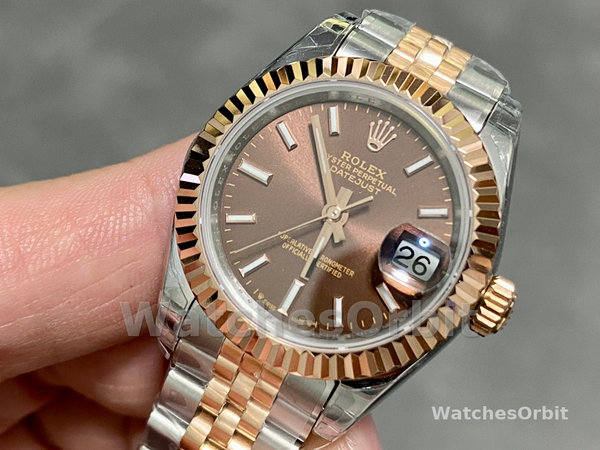 Rolex Datejust 28 Chocolate Index Steel & Rose Gold m279171 0017