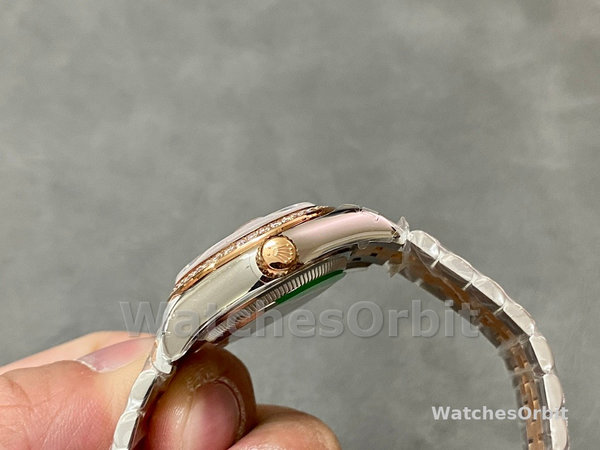 Replica Dames Rolex Datejust 28-m279381RBR, Oystersteel & Everose Gold, wijzerplaat in roségoud