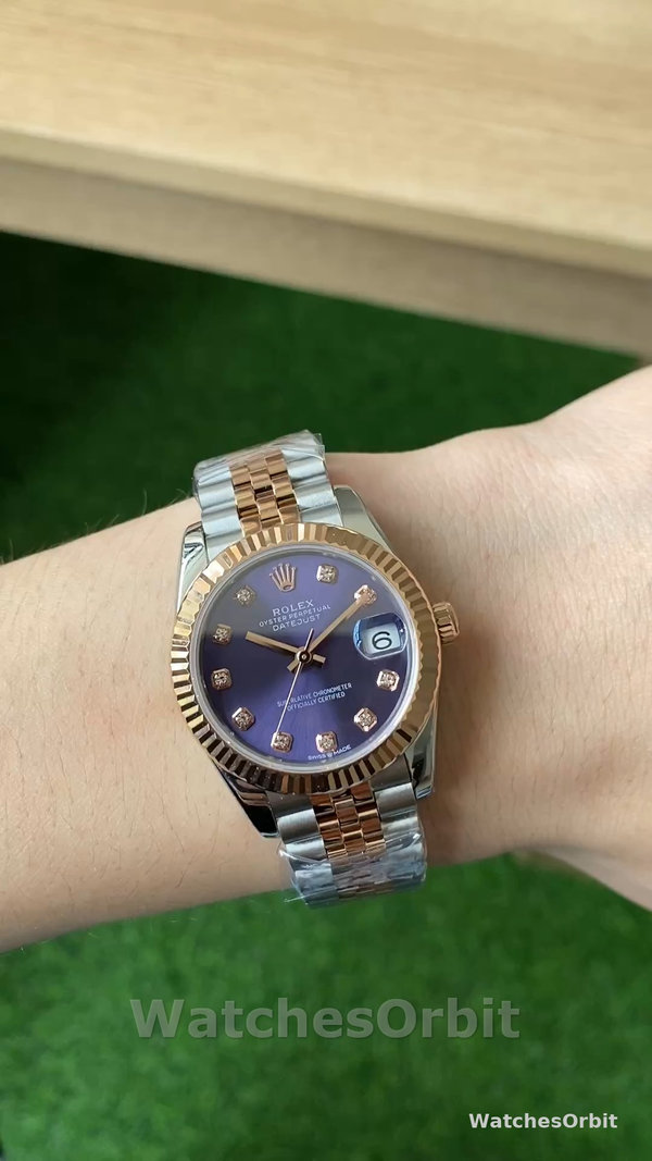 Replique Rolex Datejust 28-m279171 0015, Oystersteel & or rose, cadran violet pour femmes