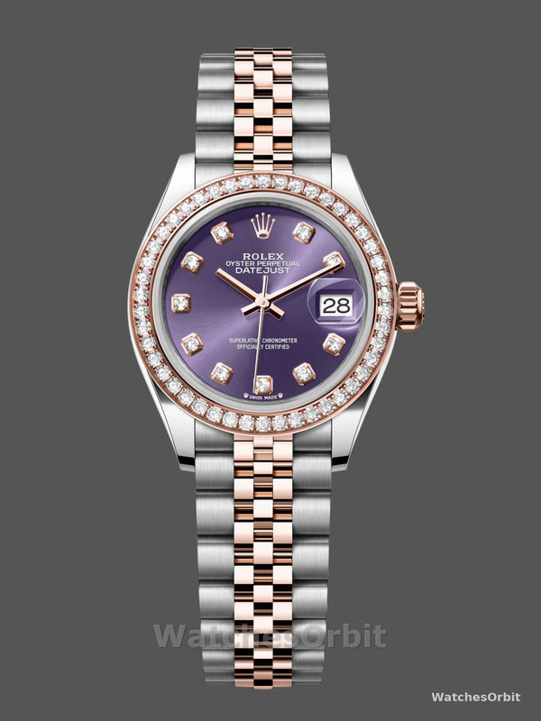 Rolex Datejust 28 Rose Dial Purple Gold m279381rbr 0015 Lady Watch