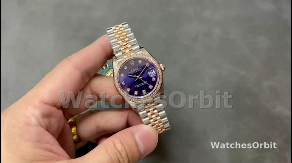 Replique Rolex Datejust 28-m279381rbr 0015 pour femme, cadran rose, or violet, cadran violet pour femme