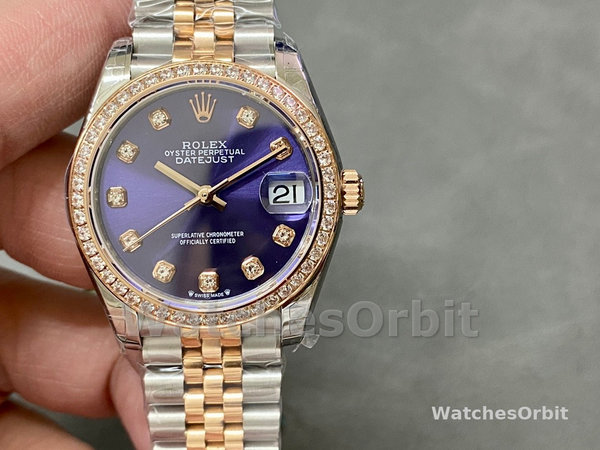 Rolex Datejust 28 Rose Dial Purple Gold m279381rbr 0015 Lady Watch
