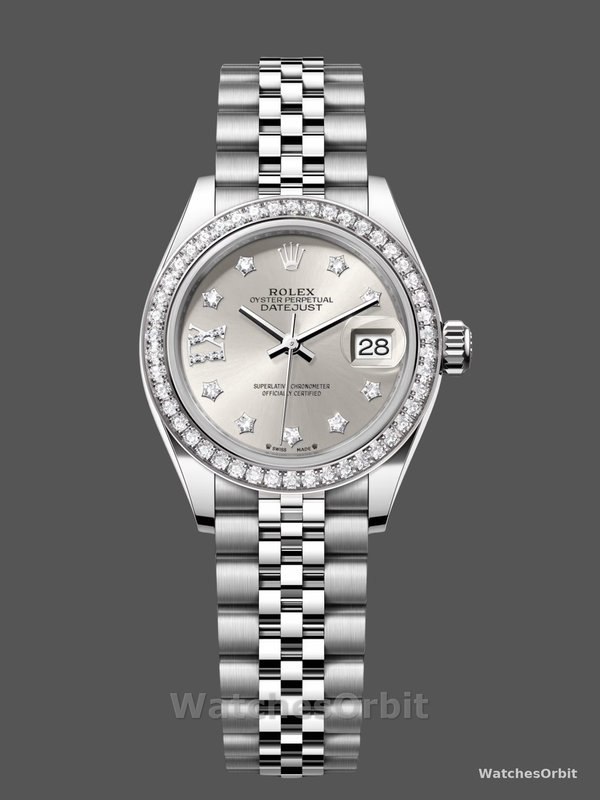 Rolex Datejust 28 Silver Dial Diamond Bezel m279384rbr 0021 Women's Watch