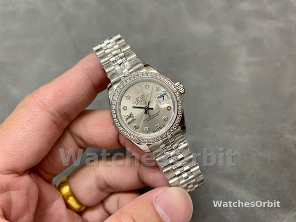 Womens Rolex Datejust 28-m279384RBR, Silver Dial, Diamond Bezel, Women’s Silver Dial Replica Watch Image