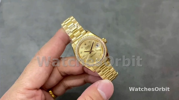 Replica Rolex Datejust 28mm Oro giallo 18 carati Donna - 279138RBR 0006 Quadrante champagne
