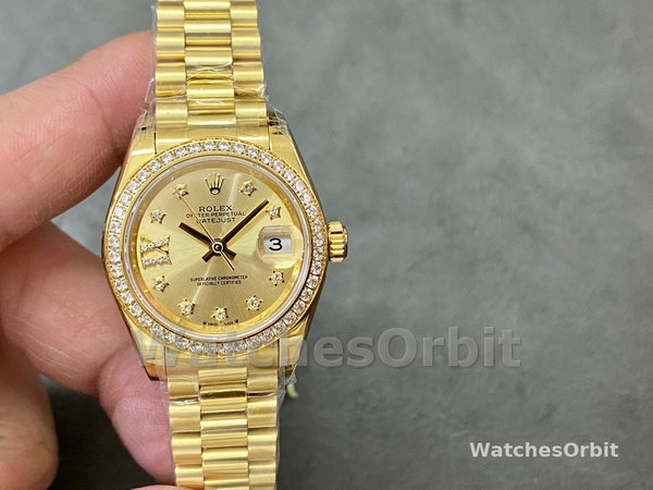 Replica Rolex Datejust 28mm Oro giallo 18 carati Donna - 279138RBR 0006 Quadrante champagne