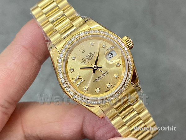 Replica Rolex Datejust 28mm Oro giallo 18 carati Donna - 279138RBR 0006 Quadrante champagne
