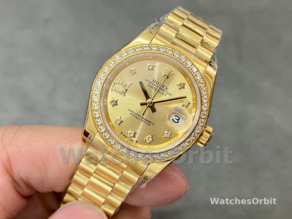 Replica Rolex Datejust 28mm Oro giallo 18 carati Donna - 279138RBR 0006 Quadrante champagne