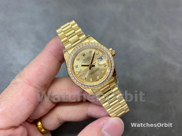 Replica Rolex Datejust 28mm Oro giallo 18 carati Donna - 279138RBR 0006 Quadrante champagne