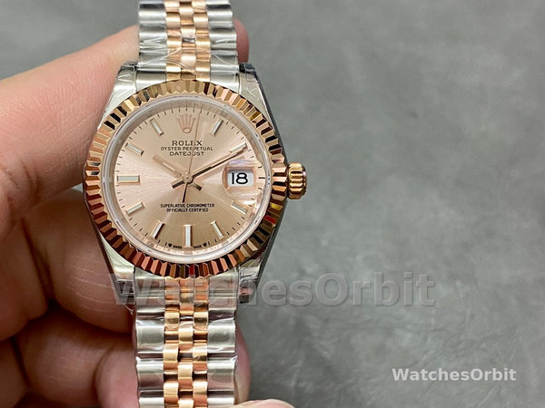 Replica Dames Rolex Datejust 28mm Everose Gold Rose Dial m279171 0023 Jubilee Lady Rose Gold Dial