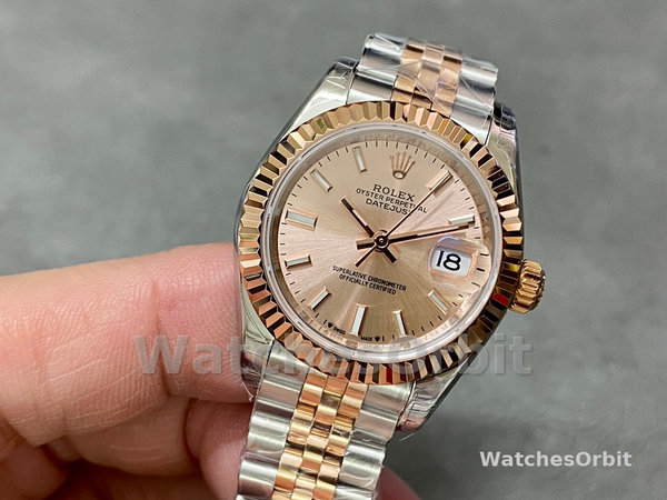 Replica Dames Rolex Datejust 28mm Everose Gold Rose Dial m279171 0023 Jubilee Lady Rose Gold Dial