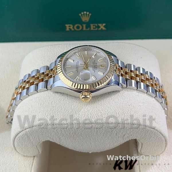 Womens Rolex Datejust-279173 0019, 28mm, Silver Index Dial, Fluted Bezel, Lady Silver Replica Watch Image