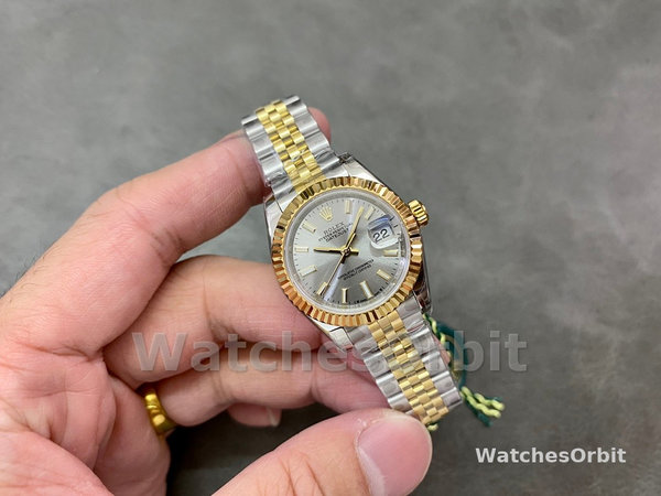 Womens Rolex Datejust-279173 0019, 28mm, Silver Index Dial, Fluted Bezel, Lady Silver Replica Watch Image