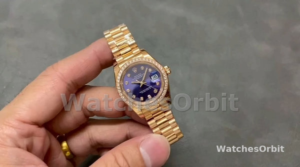 Replica Dames Rolex Datejust 28-m279135rbr 0020, Everose Gold, Aubergine Diamond Dial, President, Paarse wijzerplaat voor dames
