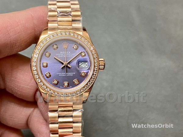 Rolex Datejust 28mm Everose Gold m279135rbr 0020 Aubergine Diamond President Women's Watch