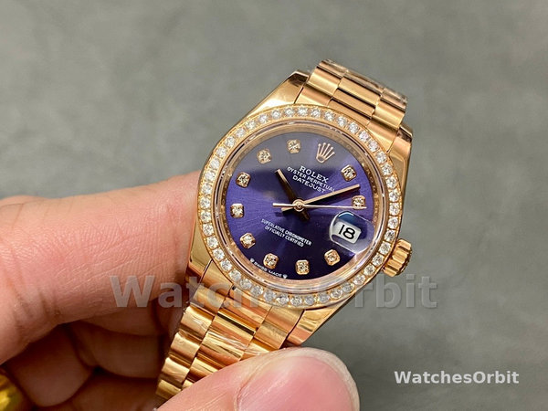 Rolex Datejust 28mm Everose Gold m279135rbr 0020 Aubergine Diamond President Women's Watch