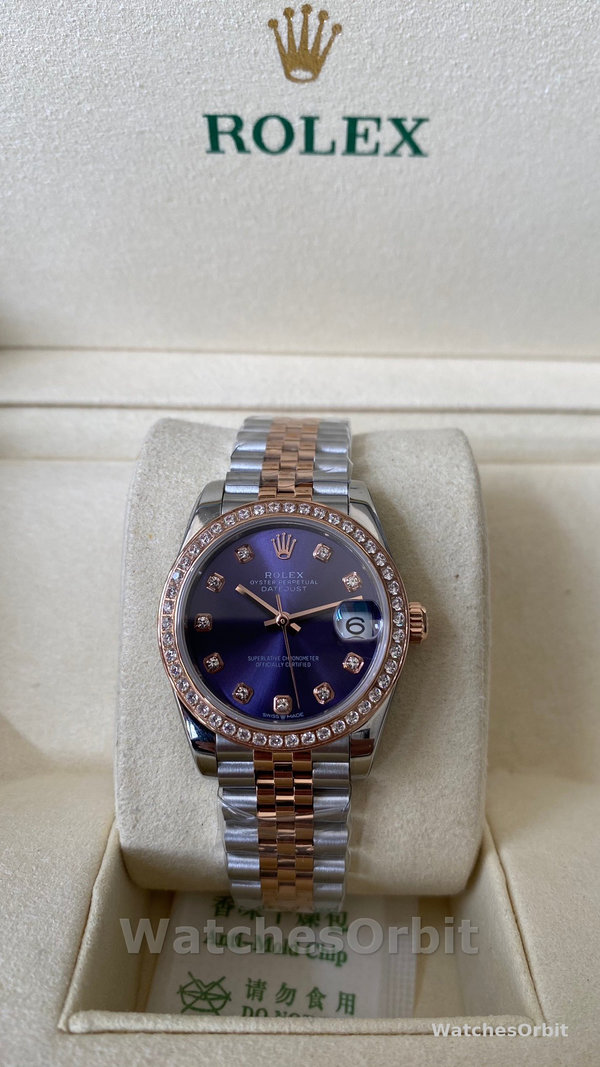 Rolex Datejust 28mm Everose Gold m279381rbr 0015 Aubergine Diamond Lady Watch