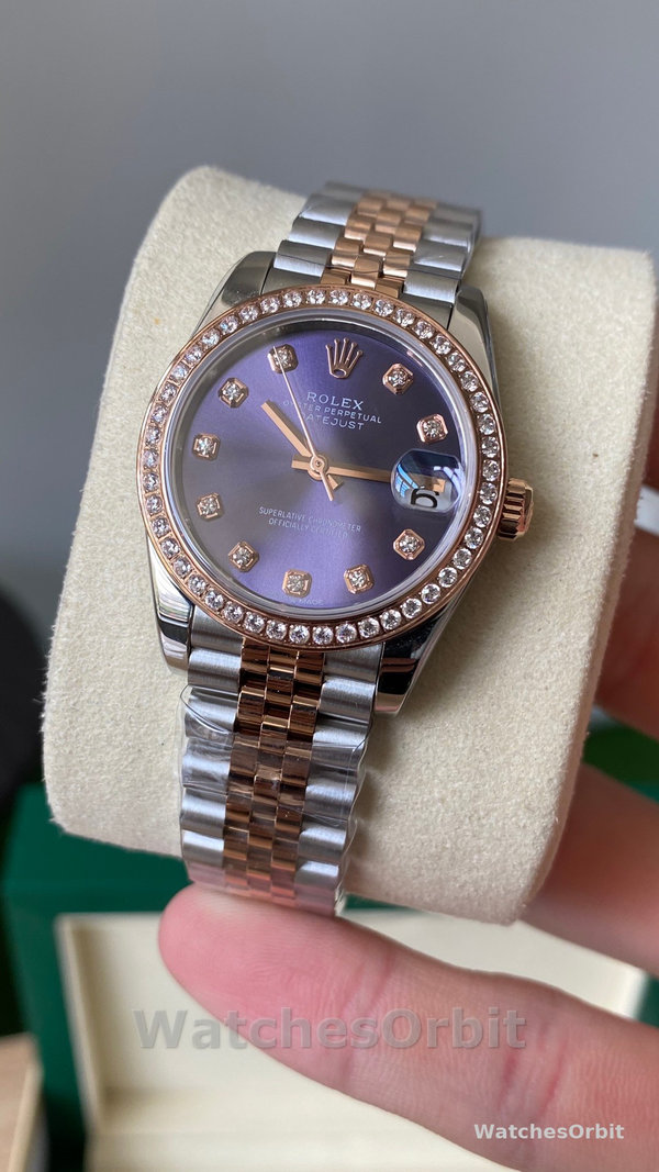 Rolex Datejust 28mm Everose Gold m279381rbr 0015 Aubergine Diamond Lady Watch