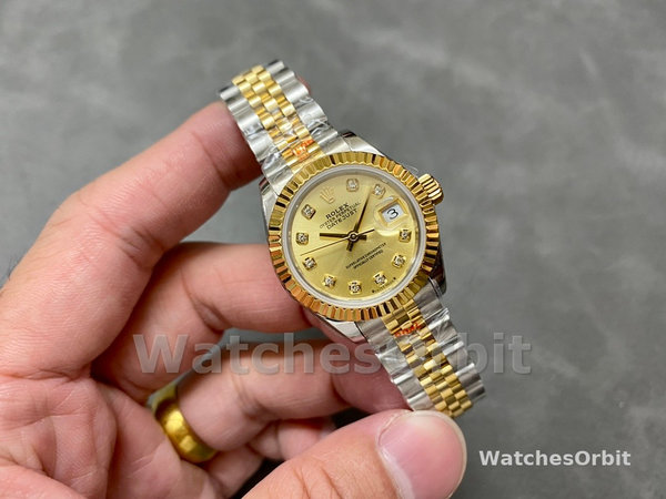 Womens Rolex Datejust 28mm Yellow Gold & Steel m279173 0011 Womens Champagne Dial Replica Watch Image